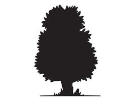 Black silhouette of a tree isolated on white background, graphic illustration. concept of nature, environment, outdoor, foliage, plant, icon, design element vector