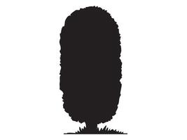 Black silhouette of a tree in isolated on white background, graphic illustration. concept of nature, plant, landscape design, natural scenery, icon, logo, design element vector