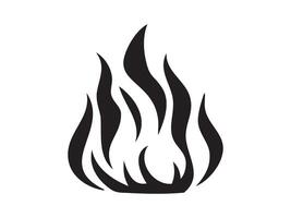 Black silhouette of fire flames in abstract shape, isolated on white background, graphic illustration. concept of icon, symbol, campfire, fire safety, design element. vector