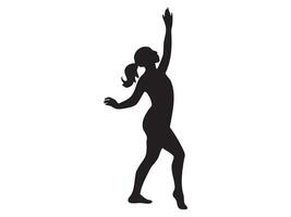 Silhouette of dancing woman in elegant pose, isolated on white background, graphic illustration. concept of dance, elegance, movement, art, design element vector