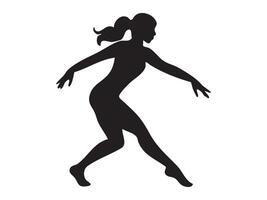 Silhouette of dancing woman in dynamic pose, isolated on white background. concept of dance, movement, graceful ballet, performance art, female figure, design element vector