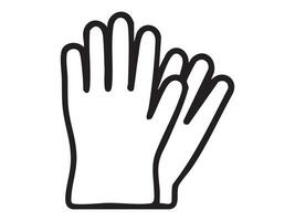 Black outline of cleaning gloves icon isolated on white background, graphic illustration. concept of household tool, home cleaning, sanitation, design element vector