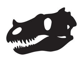 Black silhouette of Velociraptor skull with sharp teeth and narrow jaw, isolated on white background, graphic illustration. Concept of prehistoric predator skeleton, raptor dinosaur fossil vector