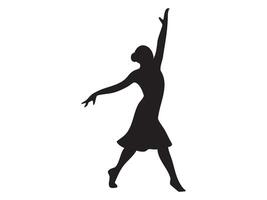 Silhouette of dancing woman in elegant pose, isolated on white background, graphic illustration. concept of dance, graceful movement, female dancer, icon, design element vector