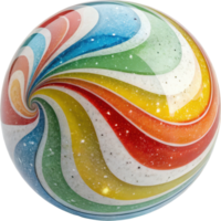 Colorful marble swirl pattern in a spherical shape png