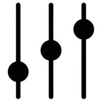 Three Black Vertical Sliders with Circular Knobs Graphic Design Element white circle vector