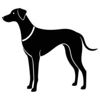 Black Silhouette of a Plott Hound Dog Standing Profile View Simple Minimalist Design vector