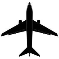 Black Silhouette of a Large Passenger Airplane Viewed from Above Showing Wings Tail and Engines vector