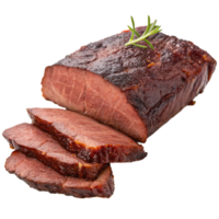 free sliced beef on a transparent background with a rosemary sprig png