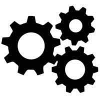 Three Black Cogwheels Interlocking on White Background Simple Machine Gear System Illustration vector