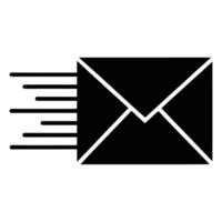 Minimalist Black and White Line Art Illustration of a Fast Moving Envelope Email Message Icon vector