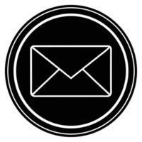 Minimalist Black and White Envelope Icon in Circular Frame Simple Graphic Design Element vector