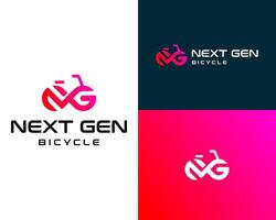 Logo design about NG letters, infinity and bicycle. vector