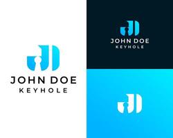 Logo design about JD monogram letters and keyhole. vector