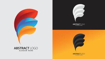 Unique Creative Modern Multicolor Organic Leaf Shape 3D Abstract Logo for Digital Branding vector