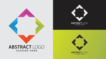 Minimalist Creative Modern Colorful Geometric Symmetrical Square Diamond Arrow Tech-Inspired Logo icon Design vector