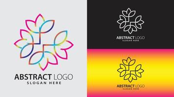 Vibrant Modern Colorful Gradient Floral Symmetric Geometric Plant Based Abstract Logo Icon vector
