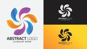 Creative Multicolor Modern Gradient Petal Swirl Floral 3D Abstract Logo Design for Corporate Branding vector
