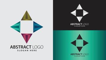 Modern Corporate Identity Geometric Compass-Inspired Directional Metallic Triangle Shape Abstract Logo vector