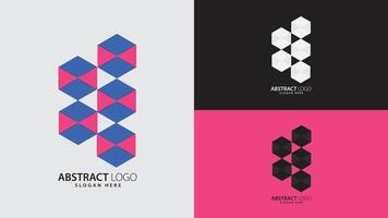 Colorful Modern Geometric Isometric Cube Structure Pink and Blue Digital Media Tech Inspired Abstract Logo Symbol vector