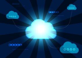 Cloud technology and data illustration vector
