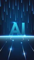 Futuristic AI illustration with blue lights vector