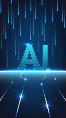 Futuristic AI Technology Background Digital Data Streams Artificial Intelligence Abstract Concept