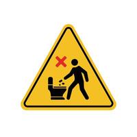 illustration of no tissue in the toilet in a triangle. no littering in the toilet. prohibition signs vector