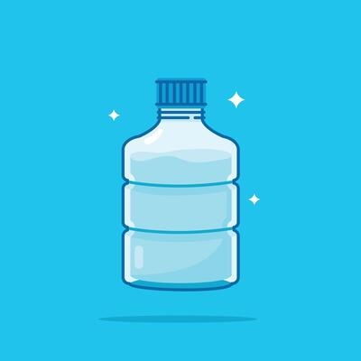 Corrugated short plastic water bottle with lid, healthy blue drinking water packed in standard capacity 380ml