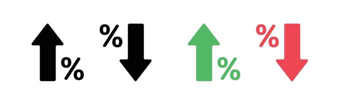arrow icon with percent symbol, economic growth, increase, decrease arrow, up and down arrow icon vector