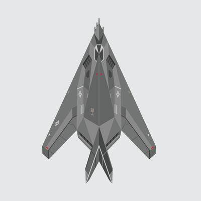 f-117 nighthawk, modern fighter aircraft military technology illustration with details. isolated bomber for study and poster