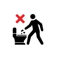 illustration no tissue in the toilet. no littering in the toilet. prohibition signs, prohibitions and warnings for toilet regulations vector