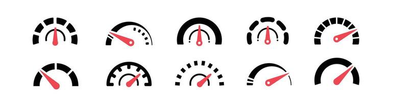 set speedometer, tanda indikator takometer. konsep kinerja maksimal vector