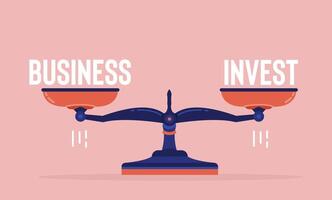 Economic equality, Scales with business and investment signs showing equal weight for decision considerations vector