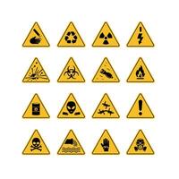 Set of danger and attention signs. Isolated symbols on white background. Flat illustration. Collection vector