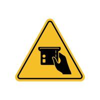Electronic card withdrawal sign with triangle vector