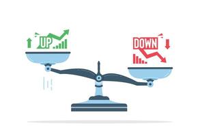Up vs down balance on economic scale. Balance on scale. Business Concept. stock illustration vector