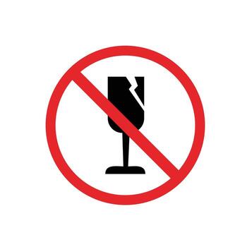 Prohibition Circle Sign, Symbol Prohibited from Carrying Fragile Items. prohibited from slamming items vector