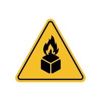 Flammable goods warning sign on yellow triangle board. Emergency sign Suitable for posters and web icons vector