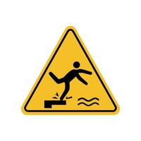 Warning sign slipping forward on yellow triangle board. Emergency sign Suitable for posters and web icons vector