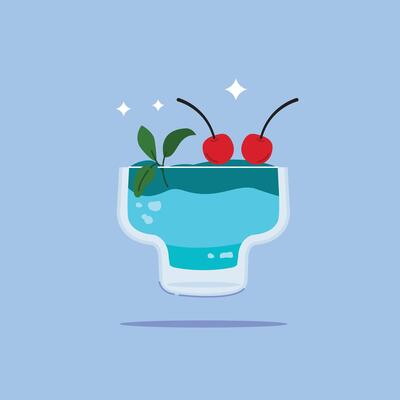 alcoholic berry drink in mini glass. Summer appetizer decorated with mint and lychee