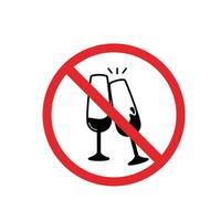 ISO Prohibition Sign No Drinking Symbol, a toasting drink glass icon. Suitable for posters and web icons vector