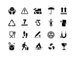 shipping box symbol label set, handle with care. flammable, Fragile Material Warning Suitable for shipping icons etc vector