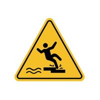 Warning sign slipping backwards on yellow triangle board. Emergency sign Suitable for posters and web icons vector