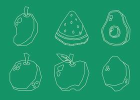 Line Art Fruit Sticker Pack with Cutout Style vector
