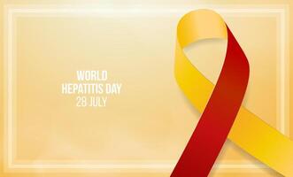 World hepatitis day concept. Banner template with yellow and red ribbon and text. illustration. vector