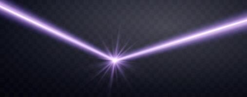 Purple horizontal laser beam. Neon line, presentation pointer. Purple glow flare light effect. illustration on dark background. vector