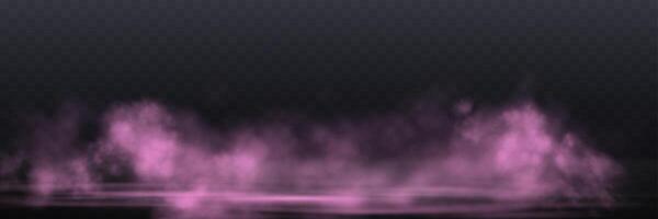 Realistic pink smoke or haze, overlay effect on a background. Hot fire and flame, magic fog, vapor on floor. Abstract illustration vector