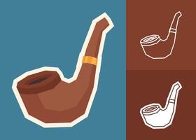 Flat Color Smoking Pipe Sticker Set with Cutout Style vector