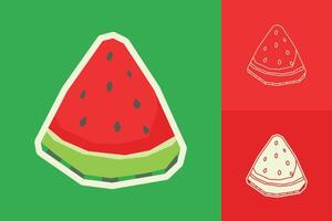 Watermelon Sticker Set with Cutout Style vector